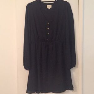 Fit and flare long sleeve black dress